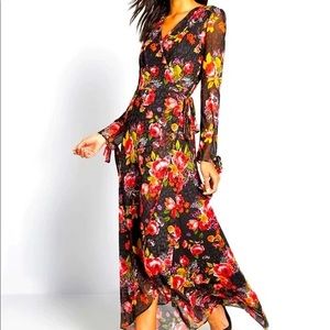 Betsey Johnson Floral Wrap ‘70s Maxi Dress - Size 4
